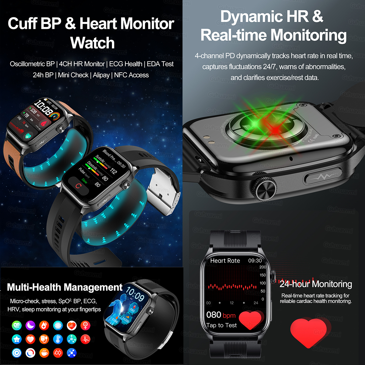 Sapphire Smartwatch AMOLED Scr - Fall Detection Watch ulasan dan harga