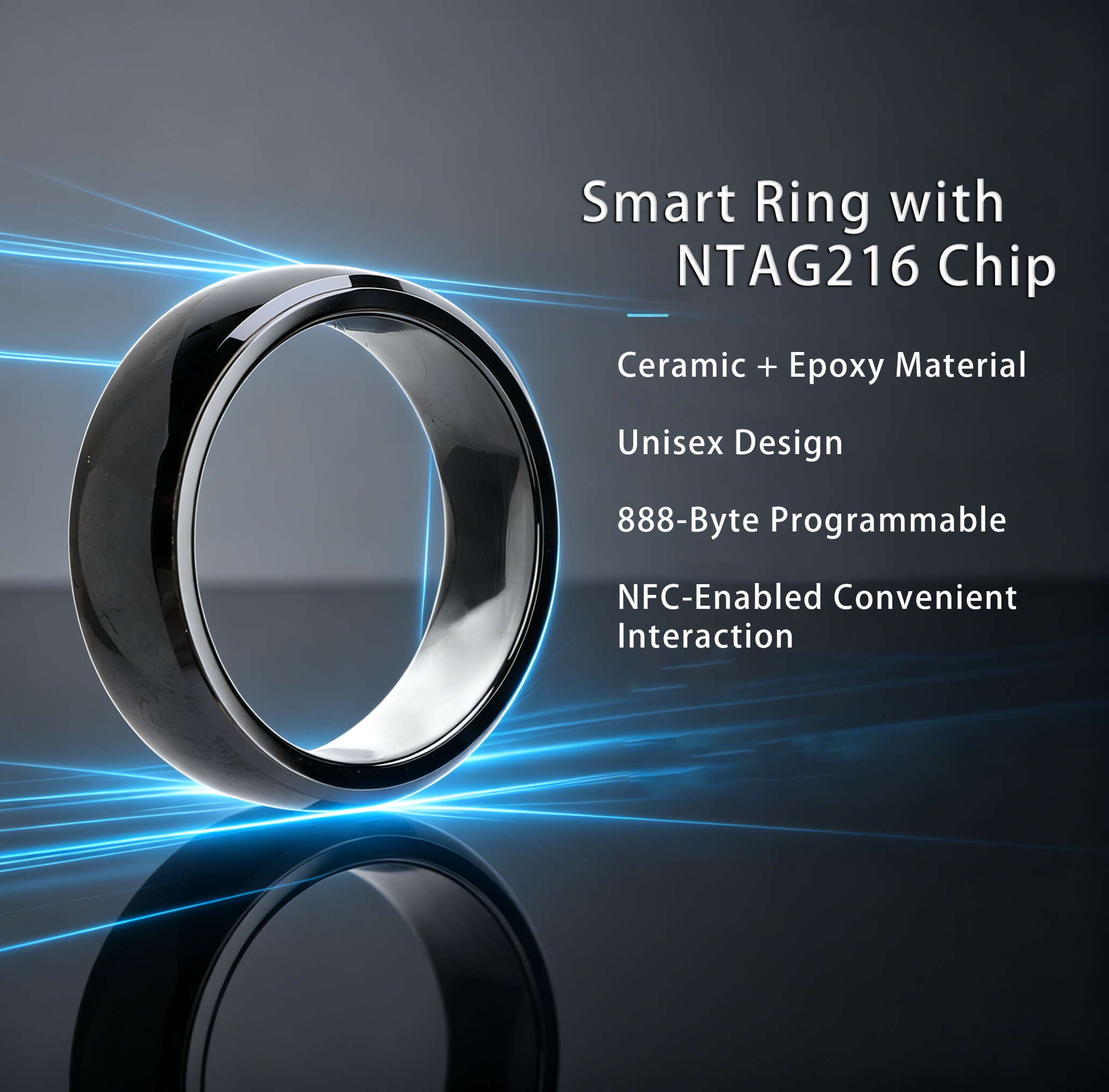 Ntag216 NFC Full Ceramic Smart - Smart Ring Nfc Pay ulasan dan harga