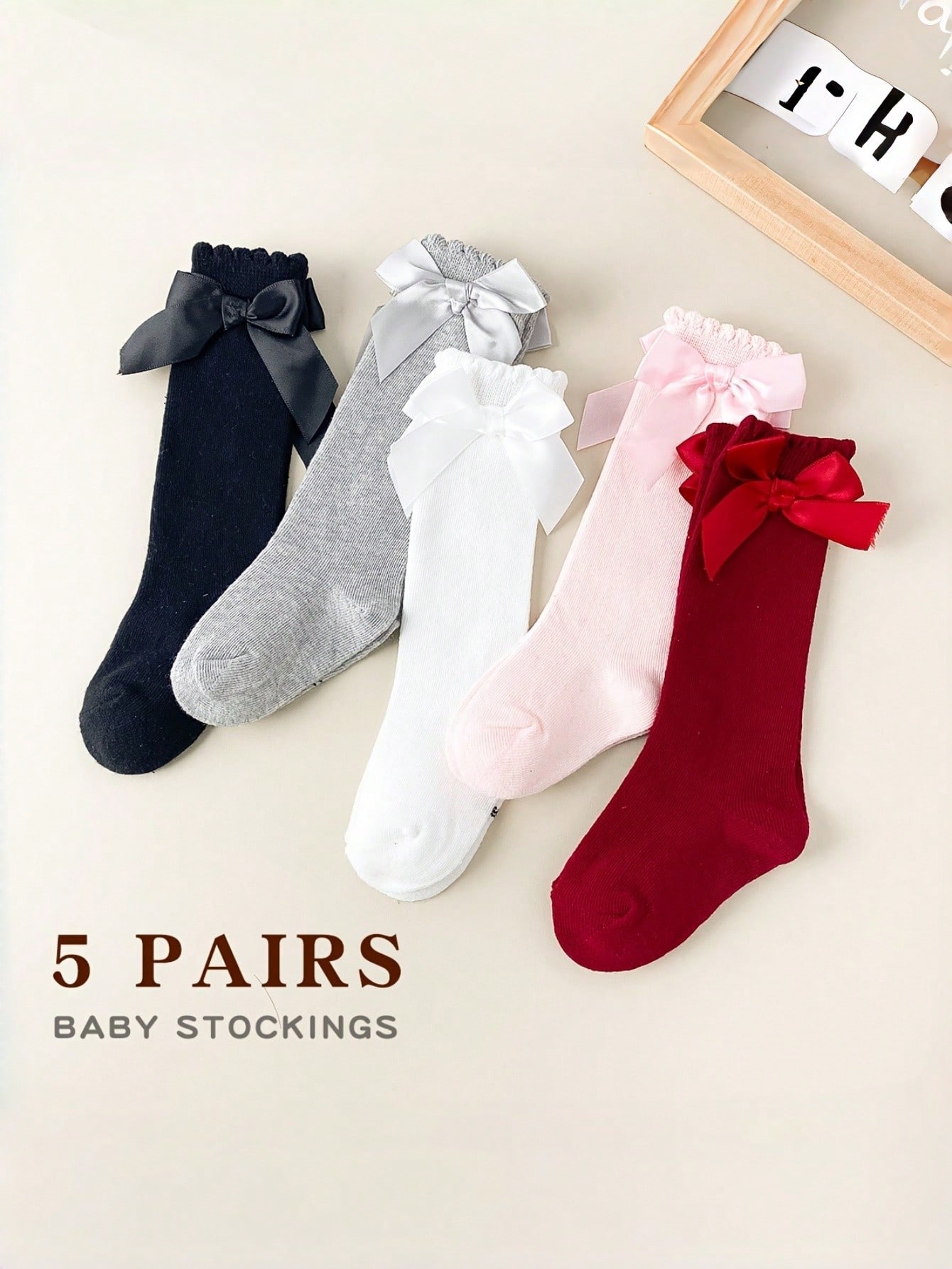 1/5 Pairs Baby Girls Bow Knee  - Baby Sock Oximeter ulasan dan harga